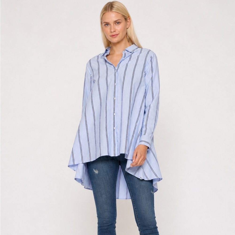 Walter Baker Myron Stripe Hi-Lo Blouse